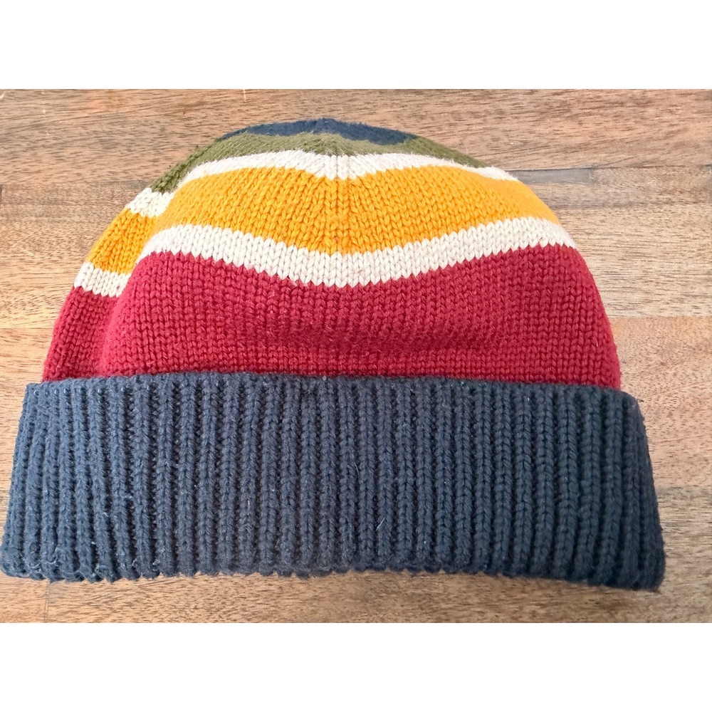 Old Navy Kids Youth Multicolor Striped Knit Beanie Hat Cuffed Winter Cap Size M